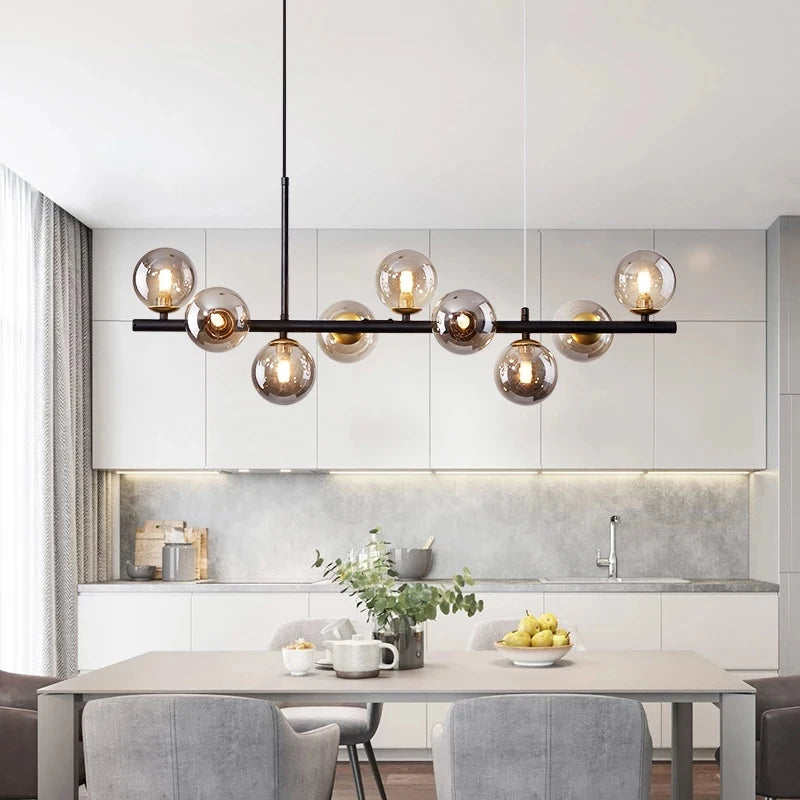 Amber Glass Globe Chandelier