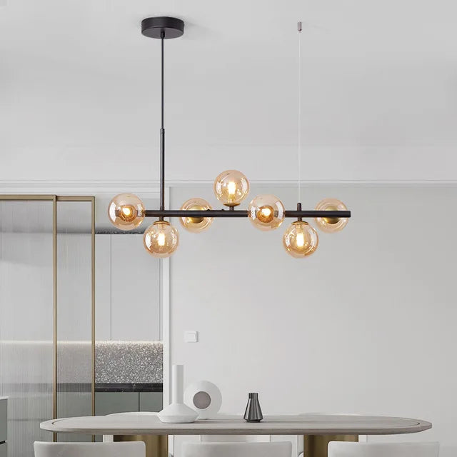 Amber Glass Globe Chandelier