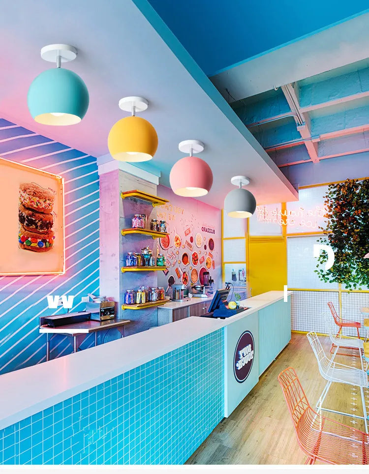 Macaron Globe Semi-Flush Ceiling Light