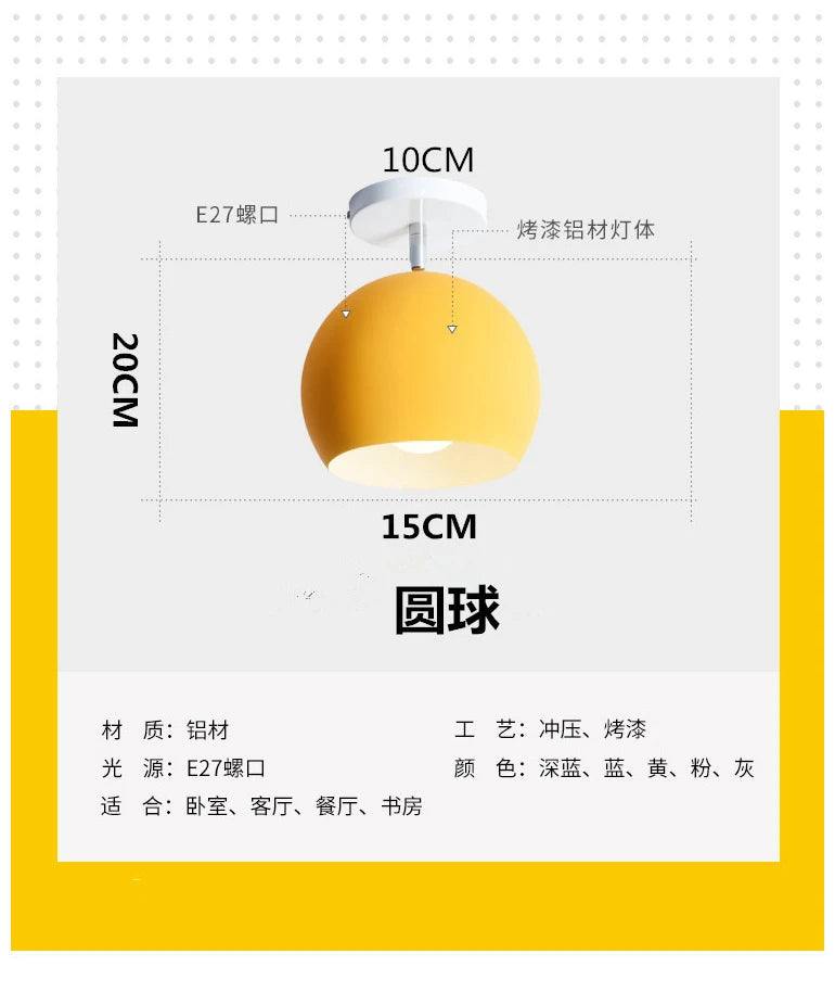 Macaron Globe Semi-Flush Ceiling Light
