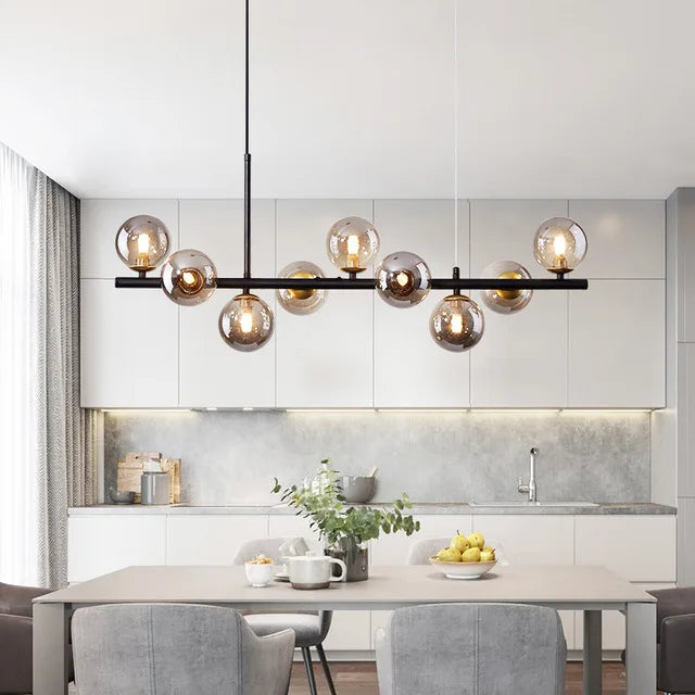 Amber Glass Globe Chandelier