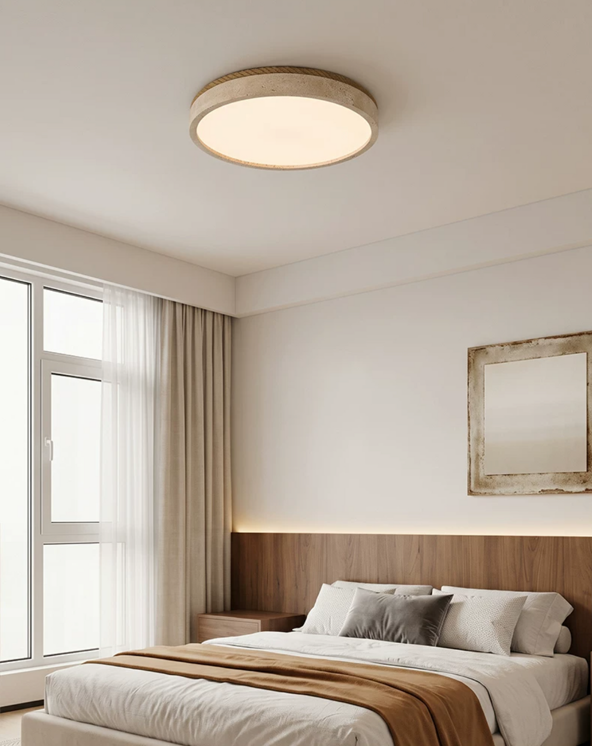 Circular Travertine Flush Ceiling Light, alternative view 3