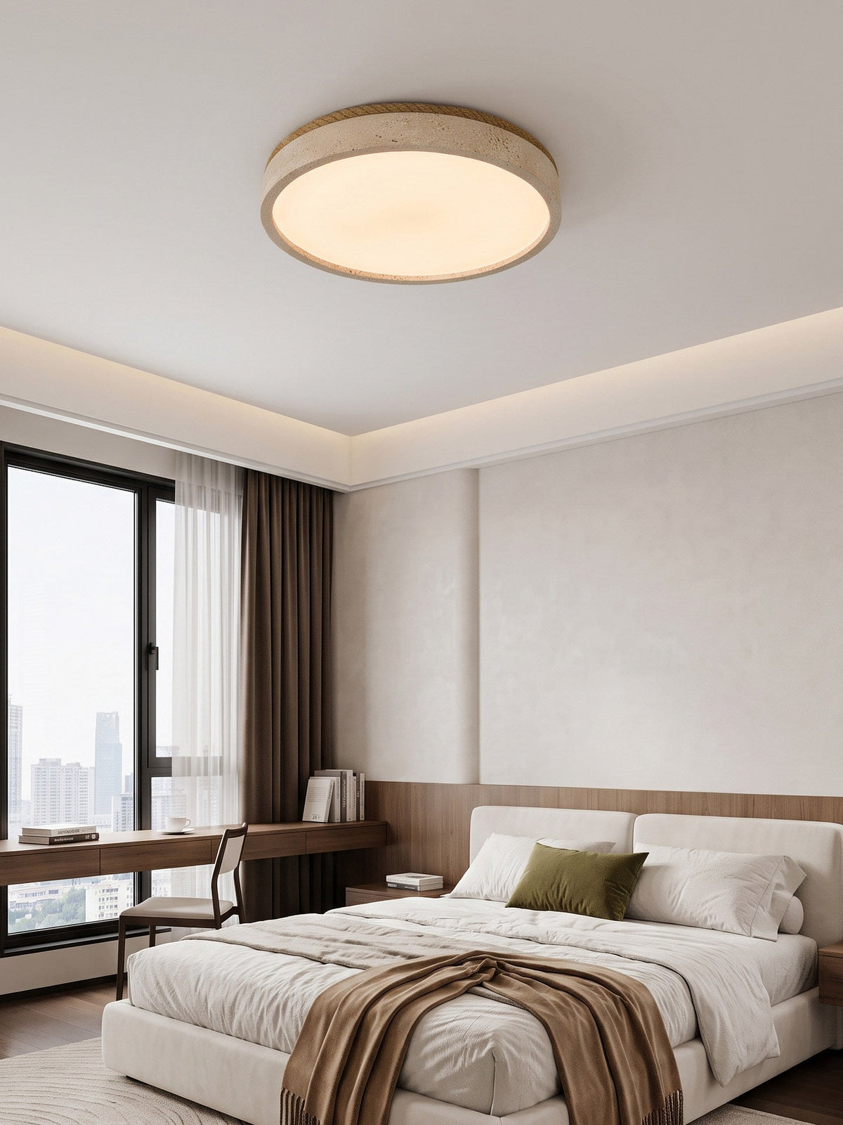 Circular Travertine Flush Ceiling Light, alternative view 2