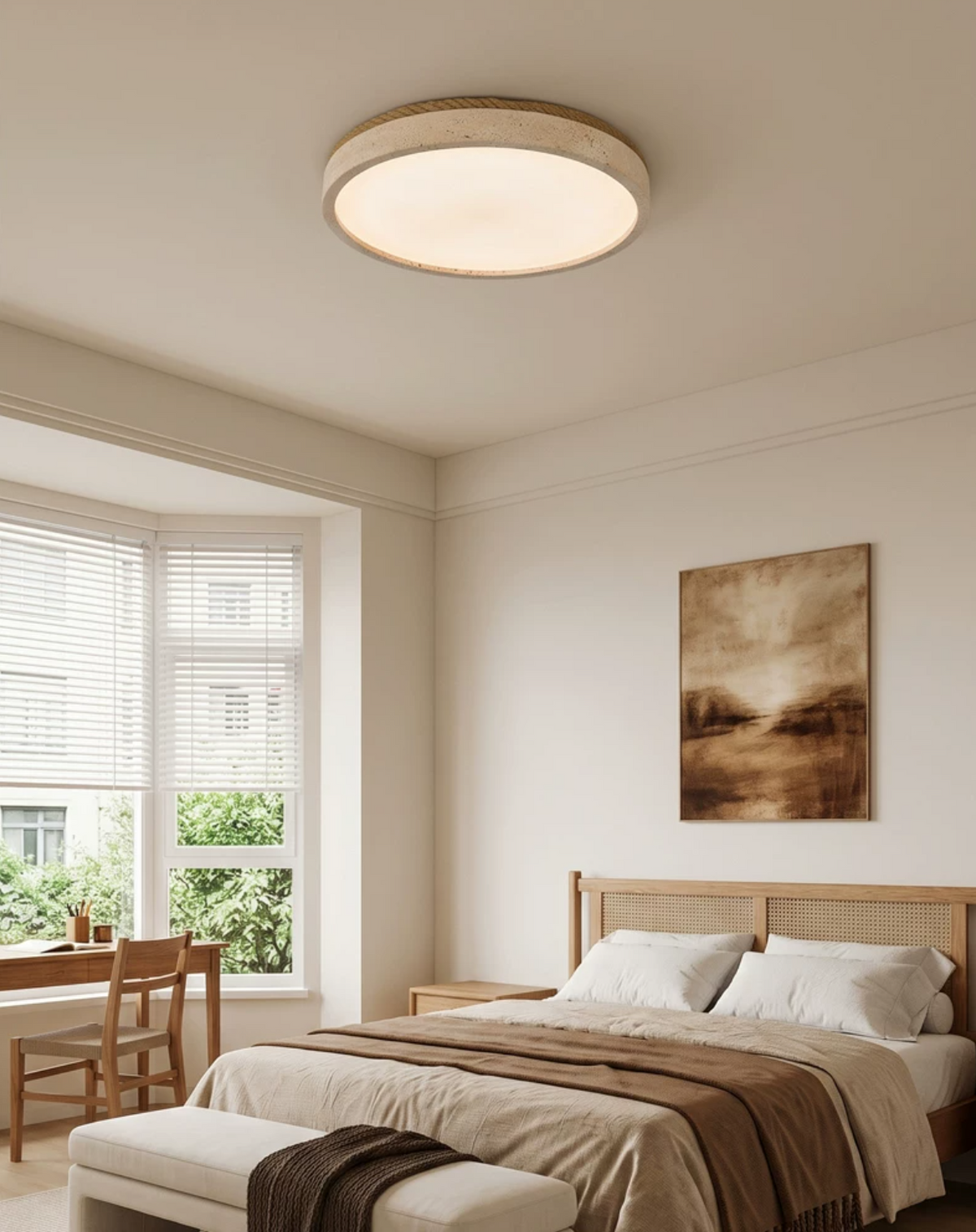 Circular Travertine Flush Ceiling Light, alternative view 4