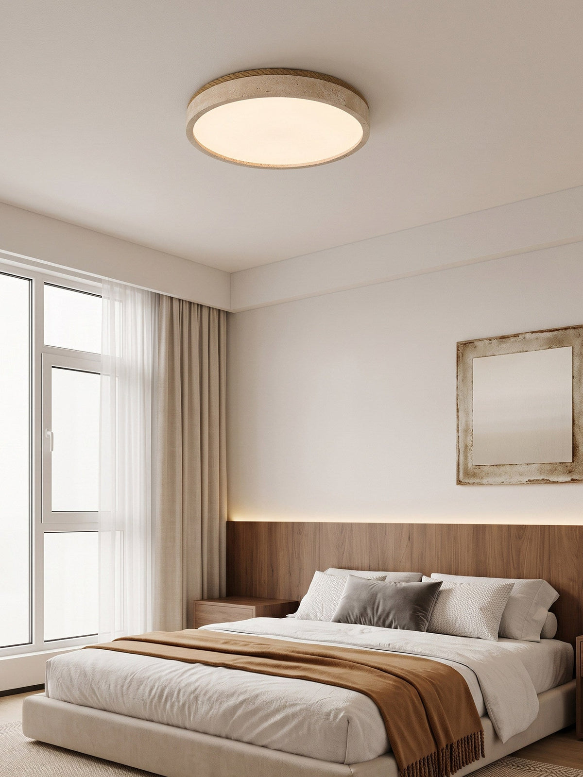 Circular Travertine Flush Ceiling Light, alternative view 7