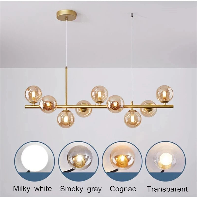 Amber Glass Globe Chandelier