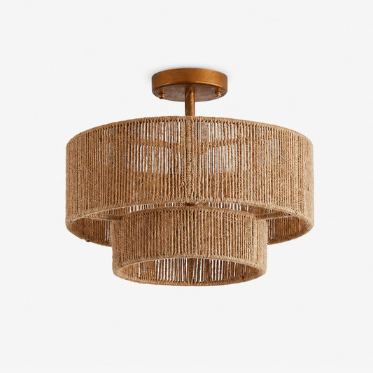 Two-Tier Jute Semi-Flush Ceiling Light by Everden Living
