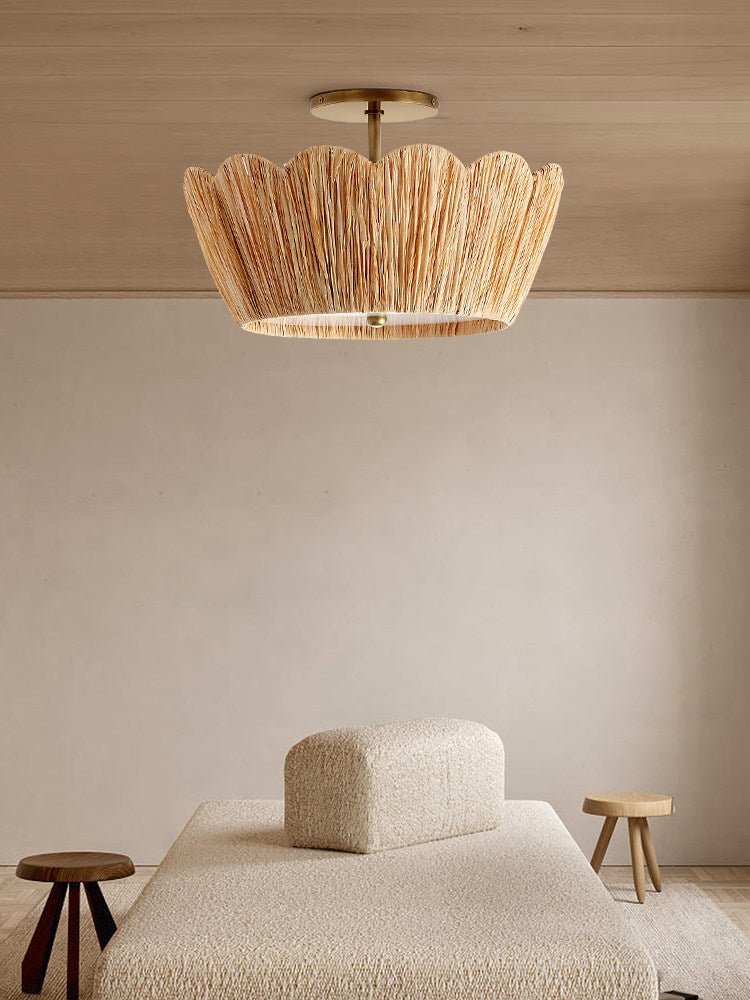 Natural Raffia Semi-Flush Ceiling Light, alternative view 7