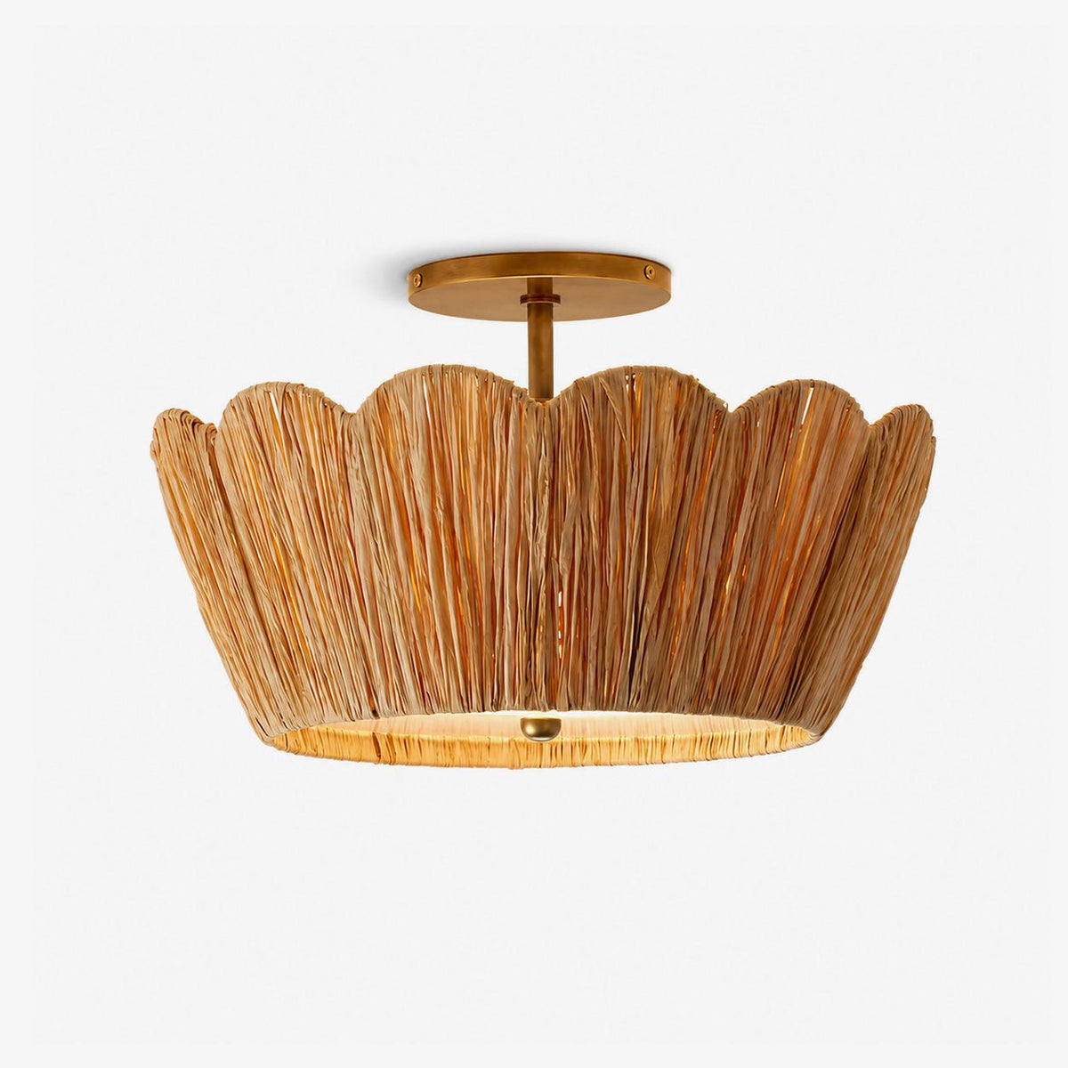 Natural Raffia Semi-Flush Ceiling Light by Everden Living
