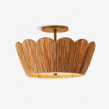Natural Raffia Semi-Flush Ceiling Light by Everden Living