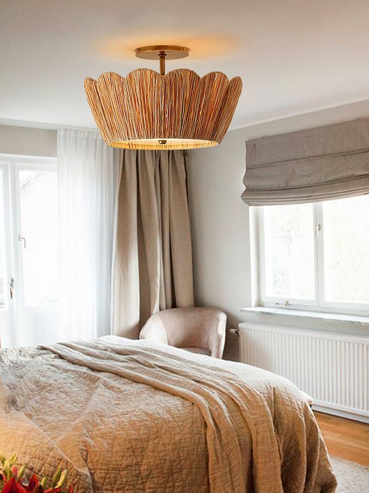 Natural Raffia Semi-Flush Ceiling Light, alternative view 5