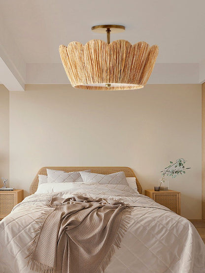 Natural Raffia Semi-Flush Ceiling Light, alternative view 6