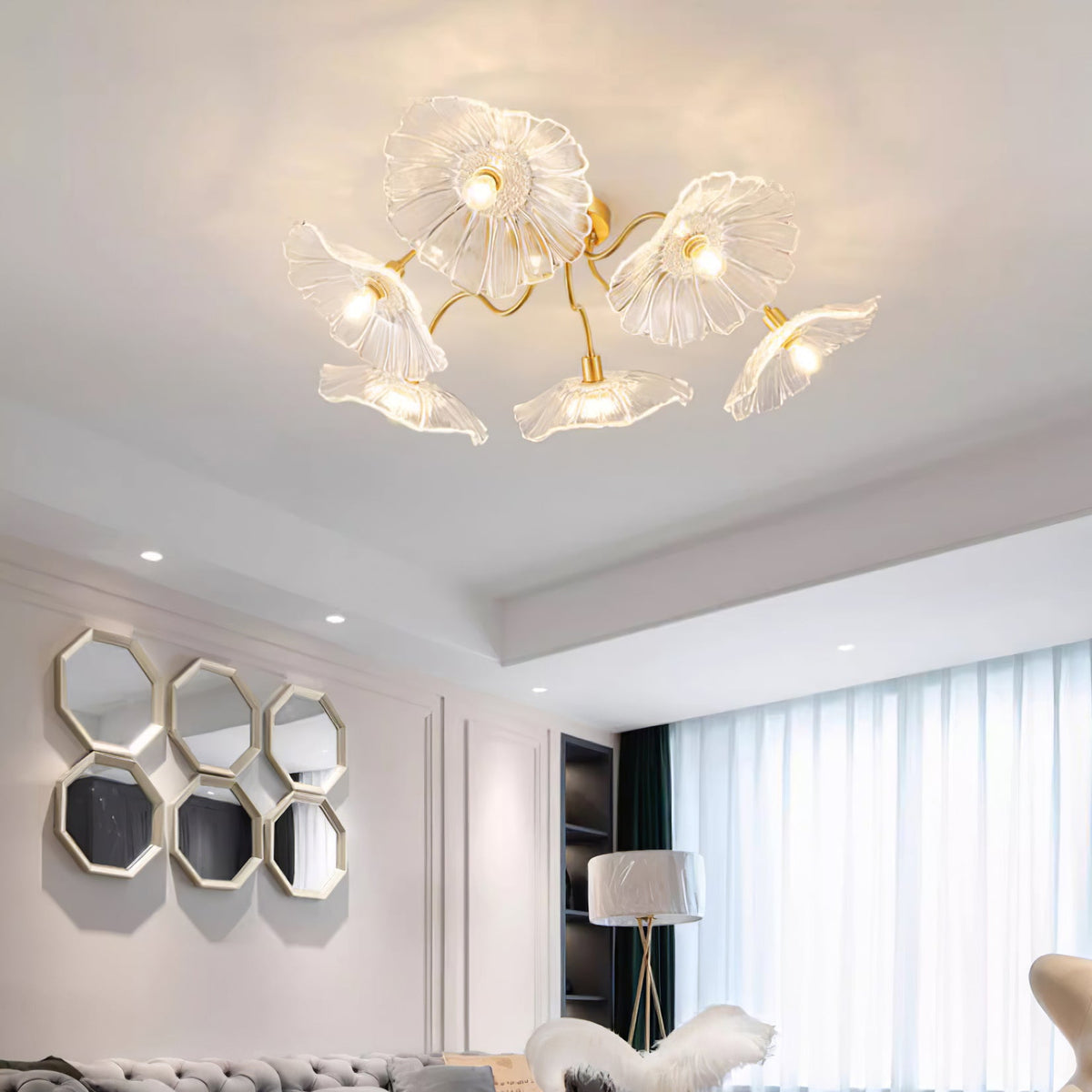 Lotus Leaf Glass Flush Ceiling Light, alternative view 2
