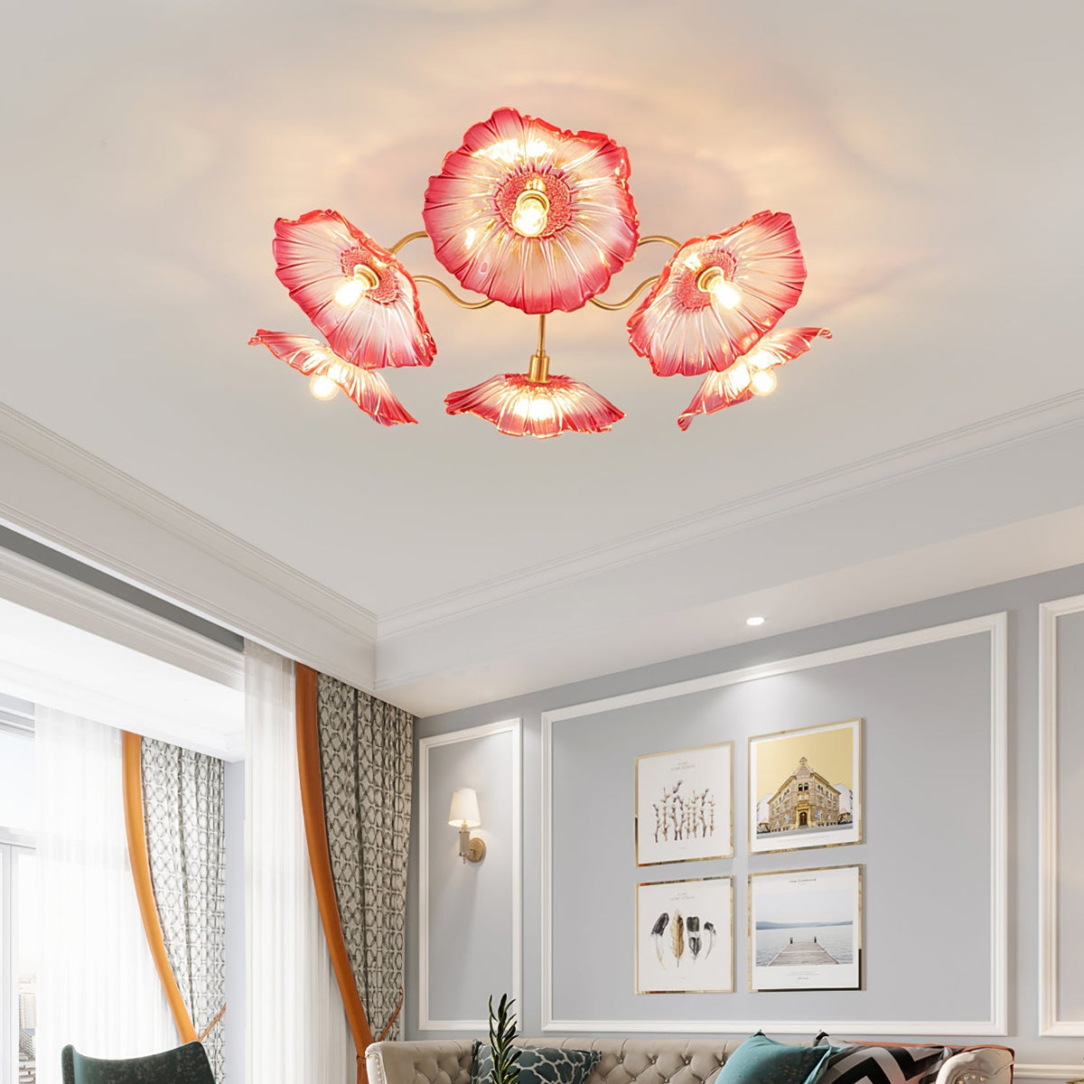 Lotus Leaf Glass Flush Ceiling Light, alternative view 3