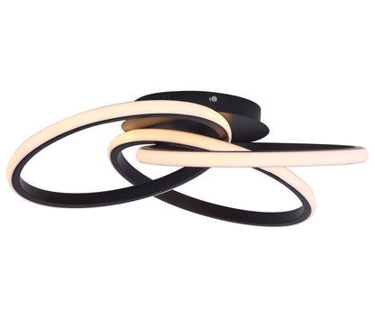 1-Light Twisted Wavy Linear LED Semi-Flush Mount Lighting