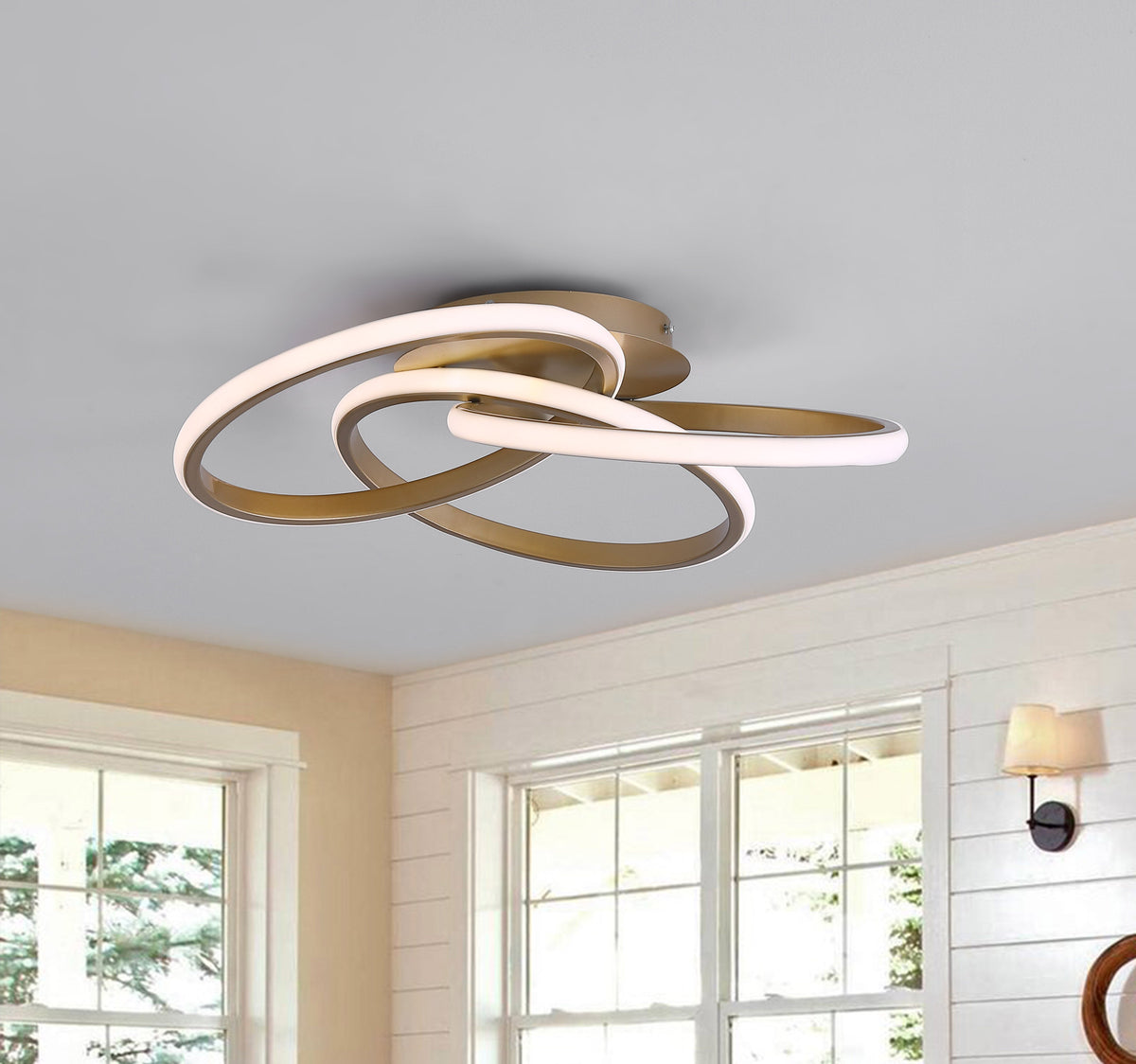 1-Light Twisted Wavy Linear LED Semi-Flush Mount Lighting – alternative view 2