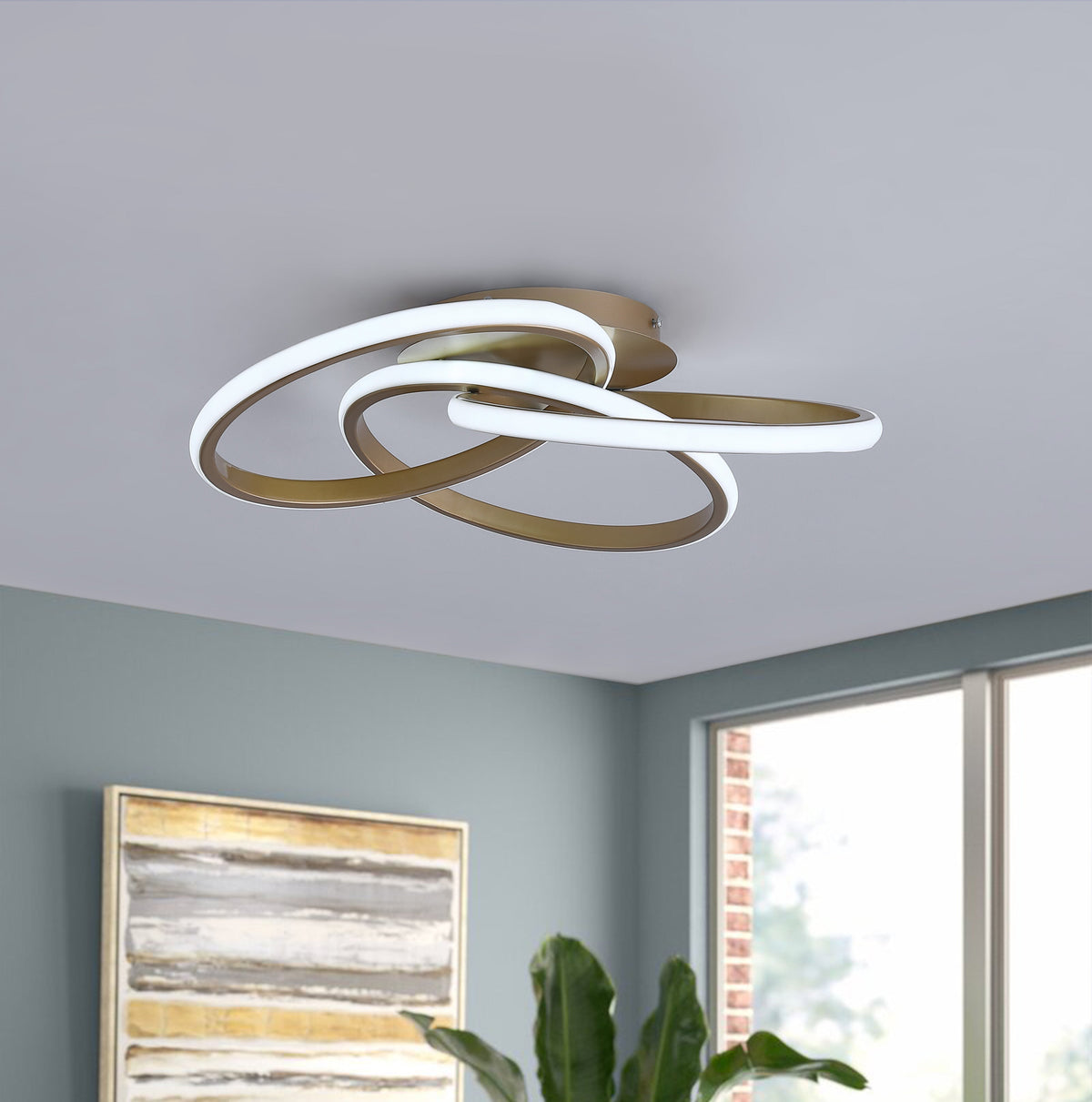 1-Light Twisted Wavy Linear LED Semi-Flush Mount Lighting – alternative view 4