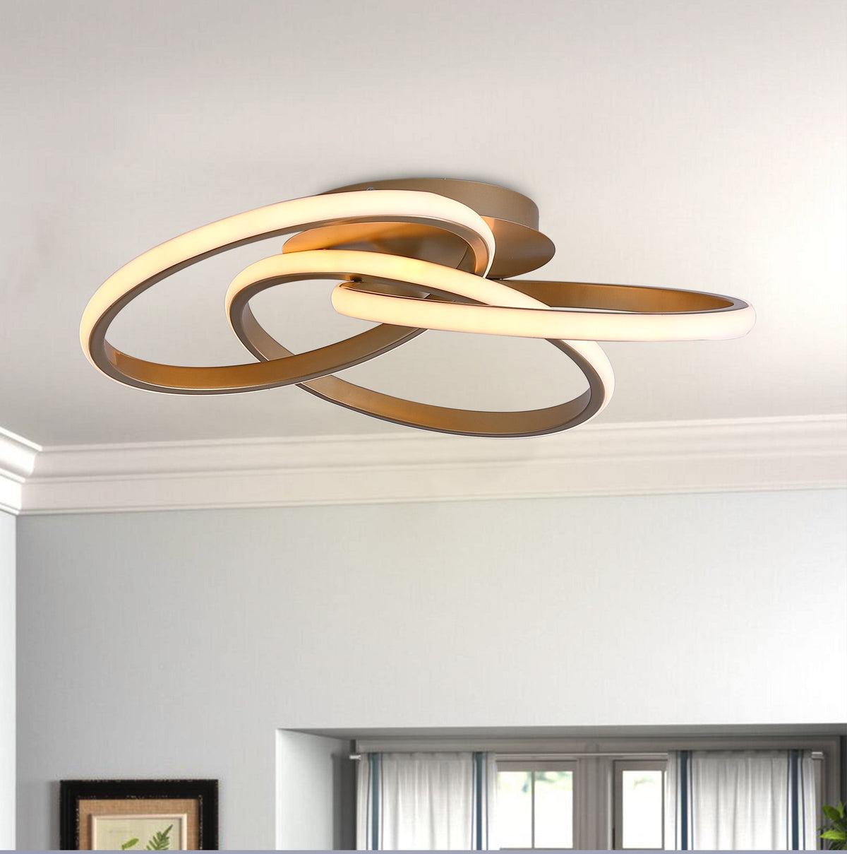 1-Light Twisted Wavy Linear LED Semi-Flush Mount Lighting – alternative view 3