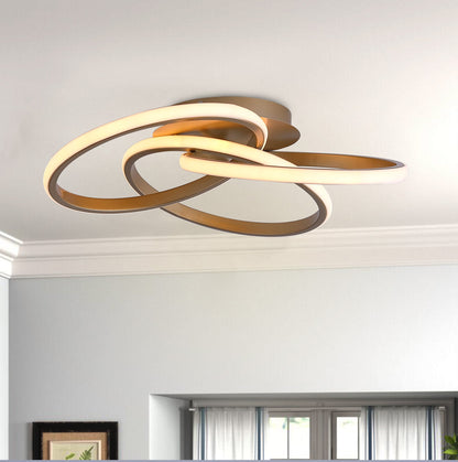 1-Light Twisted Wavy Linear LED Semi-Flush Mount Lighting – alternative view 3