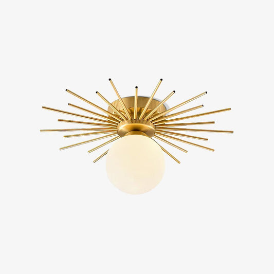Brass and Opal Glass Globe Ceiling Light by Everden Living
