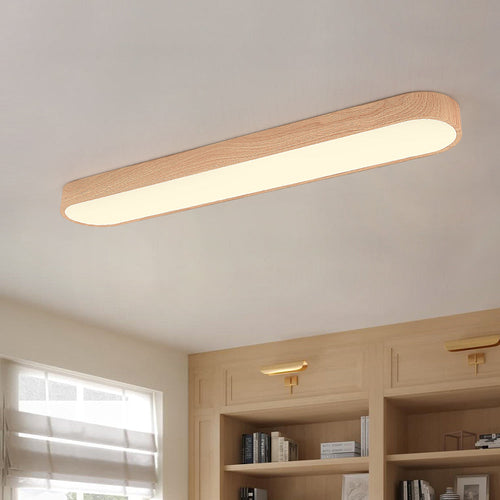 Nordic 1-Light Oval Shape Led Ceiling Flush Mount With Wood Accent – Everden Living