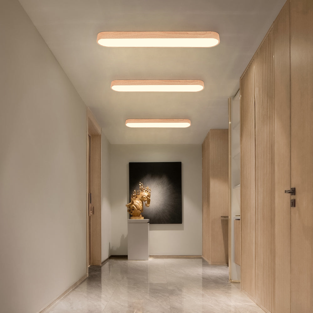 Nordic 1-Light Oval Shape Led Ceiling Flush Mount With Wood Accent – alternative view 5