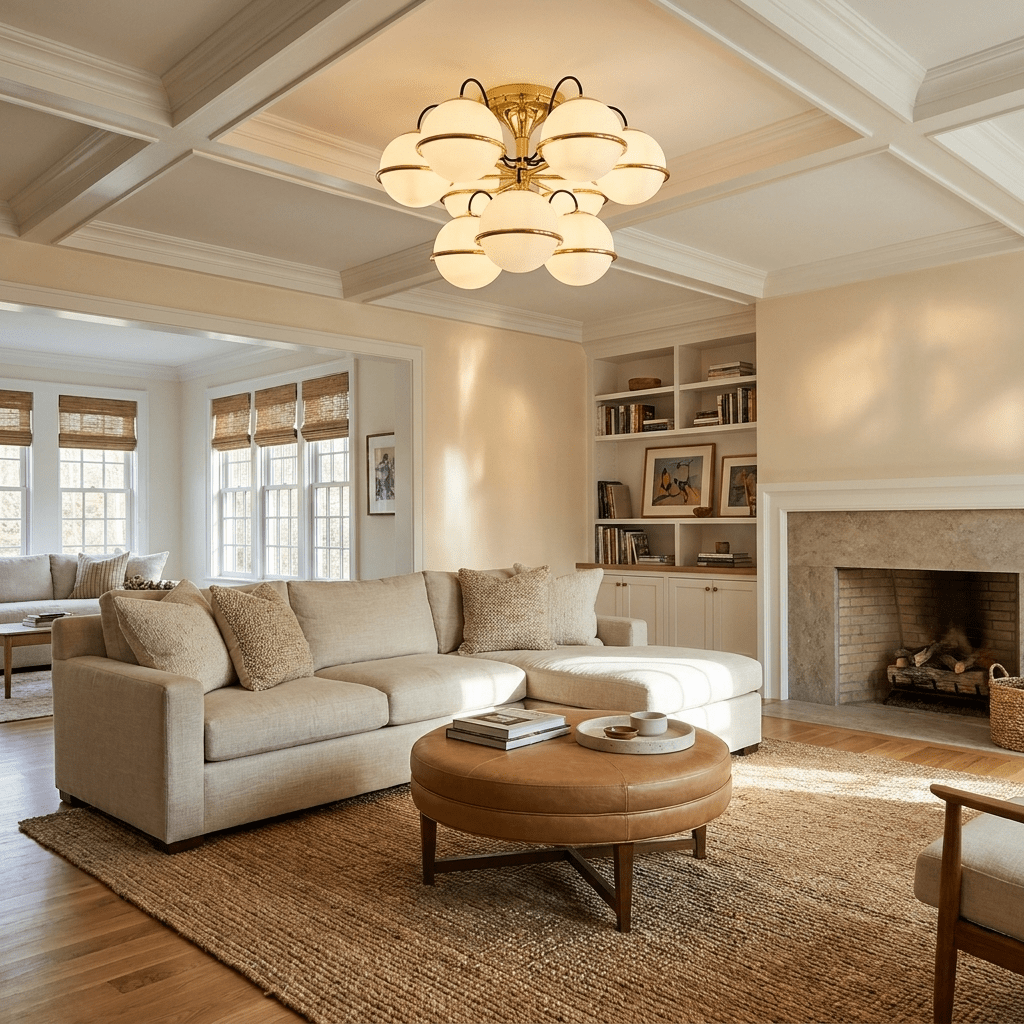 Opal Glass Globe Semi-Flush Ceiling Light, alternative view 3