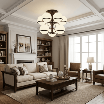 Opal Glass Globe Semi-Flush Ceiling Light, alternative view 8