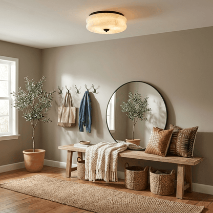Alabaster and Brass Flush Ceiling Light, alternative view 4