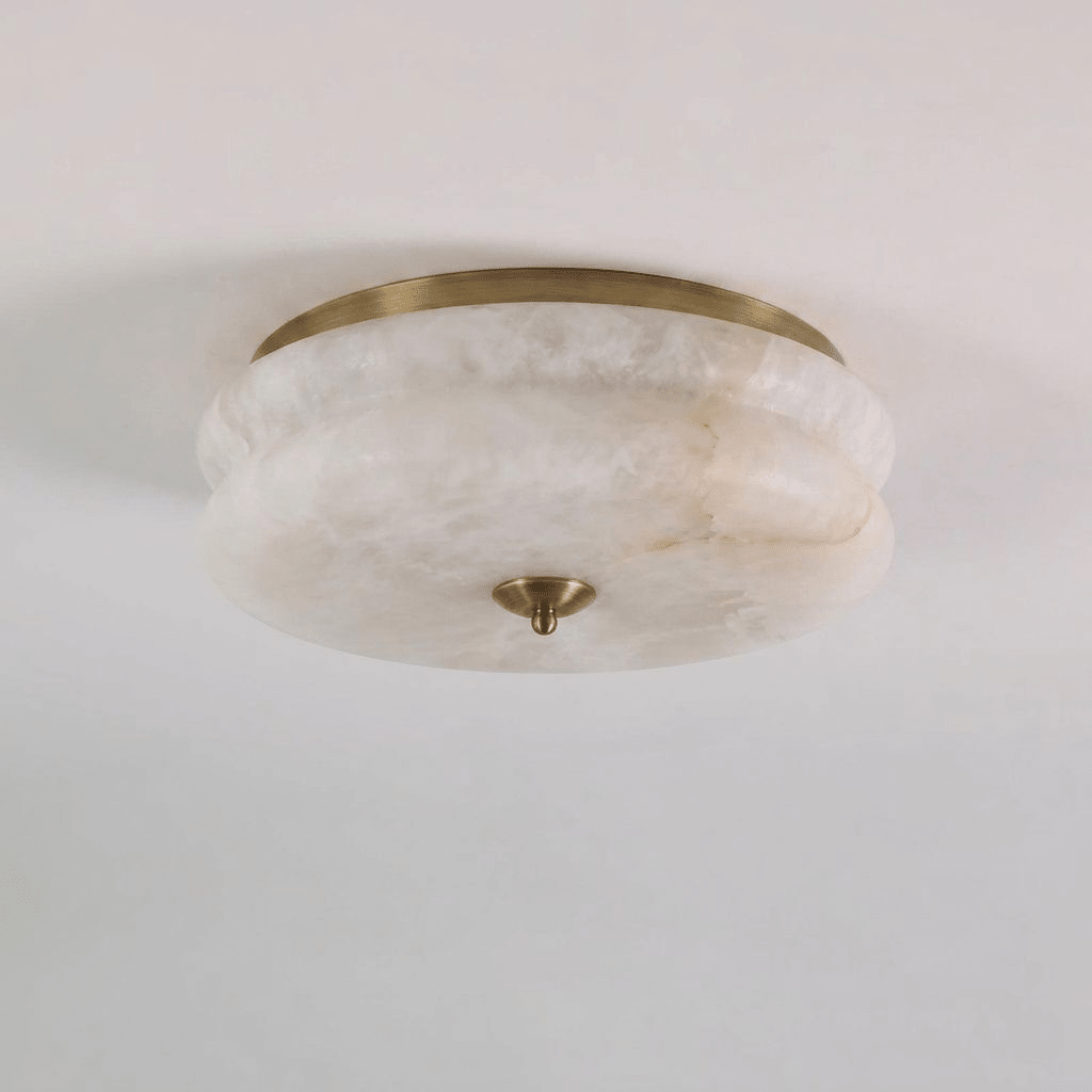 Alabaster and Brass Flush Ceiling Light, alternative view 9
