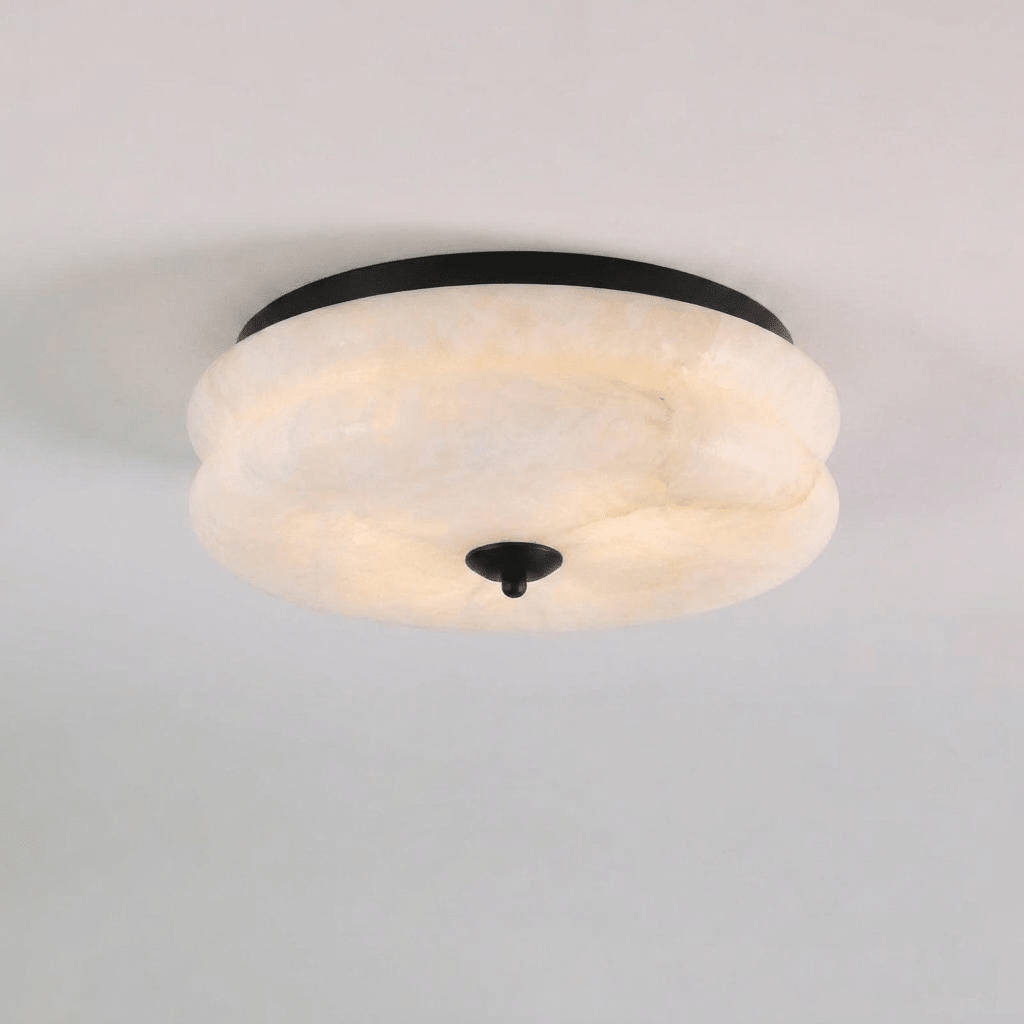 Alabaster and Brass Flush Ceiling Light, alternative view 10