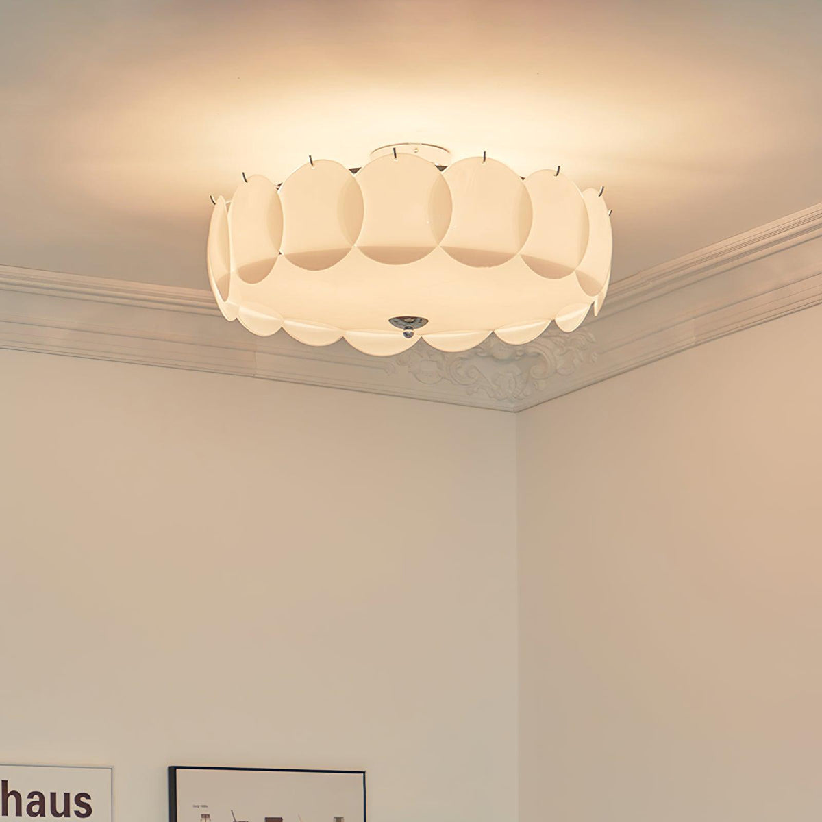 Opal Glass Globe Flush Ceiling Light, alternative view 3
