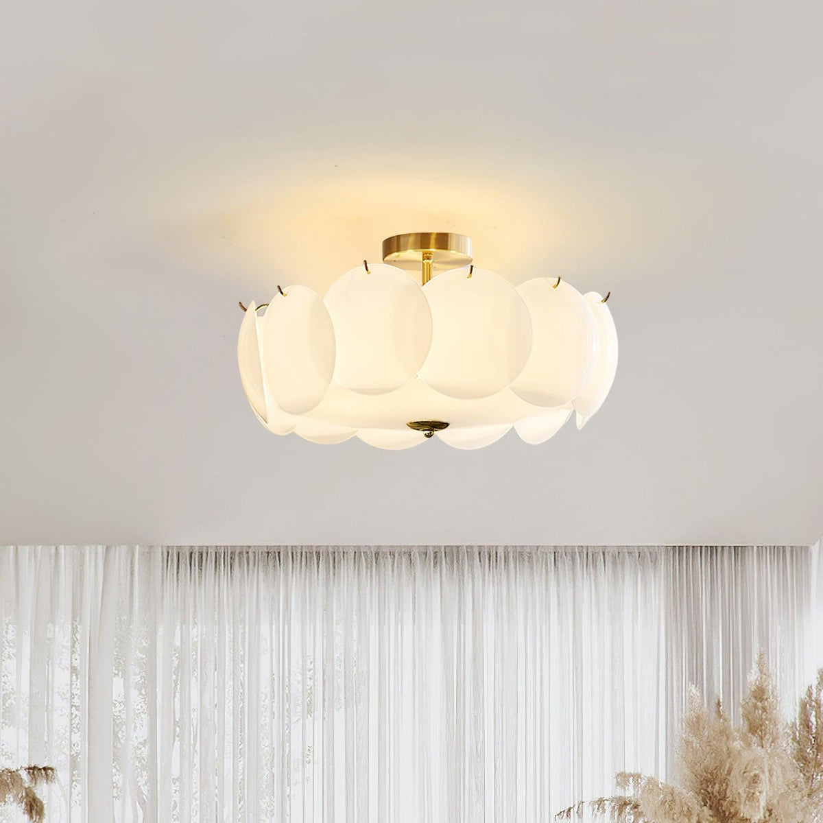 Opal Glass Globe Flush Ceiling Light, alternative view 2
