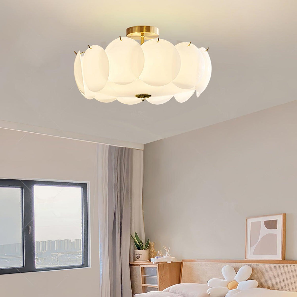 Opal Glass Globe Flush Ceiling Light, alternative view 4