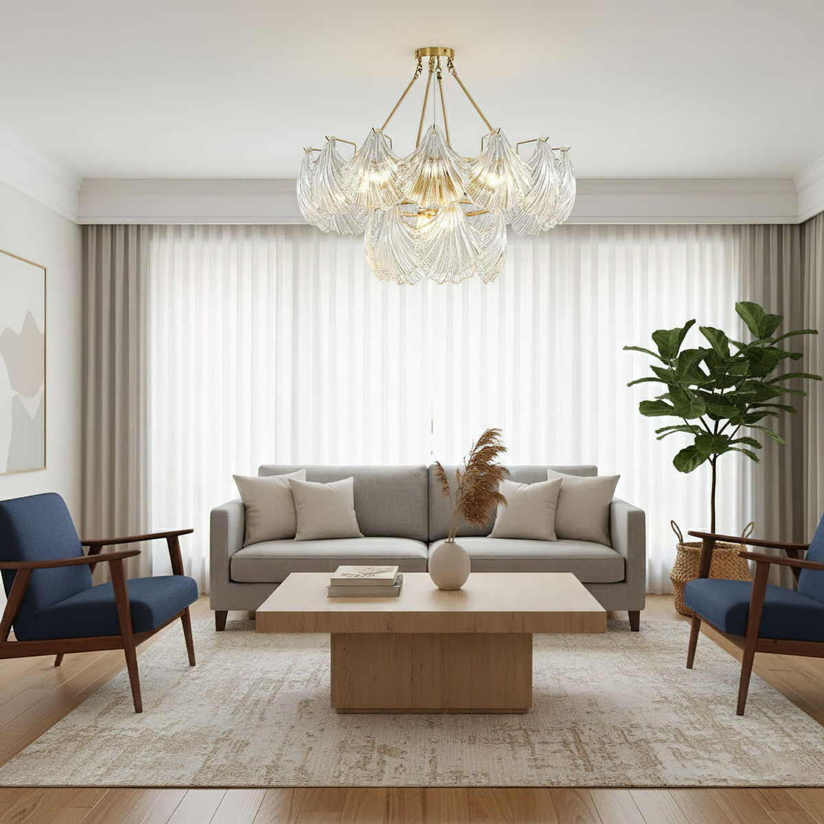 Ribbed Shell Glass Ceiling Light, alternative view 3