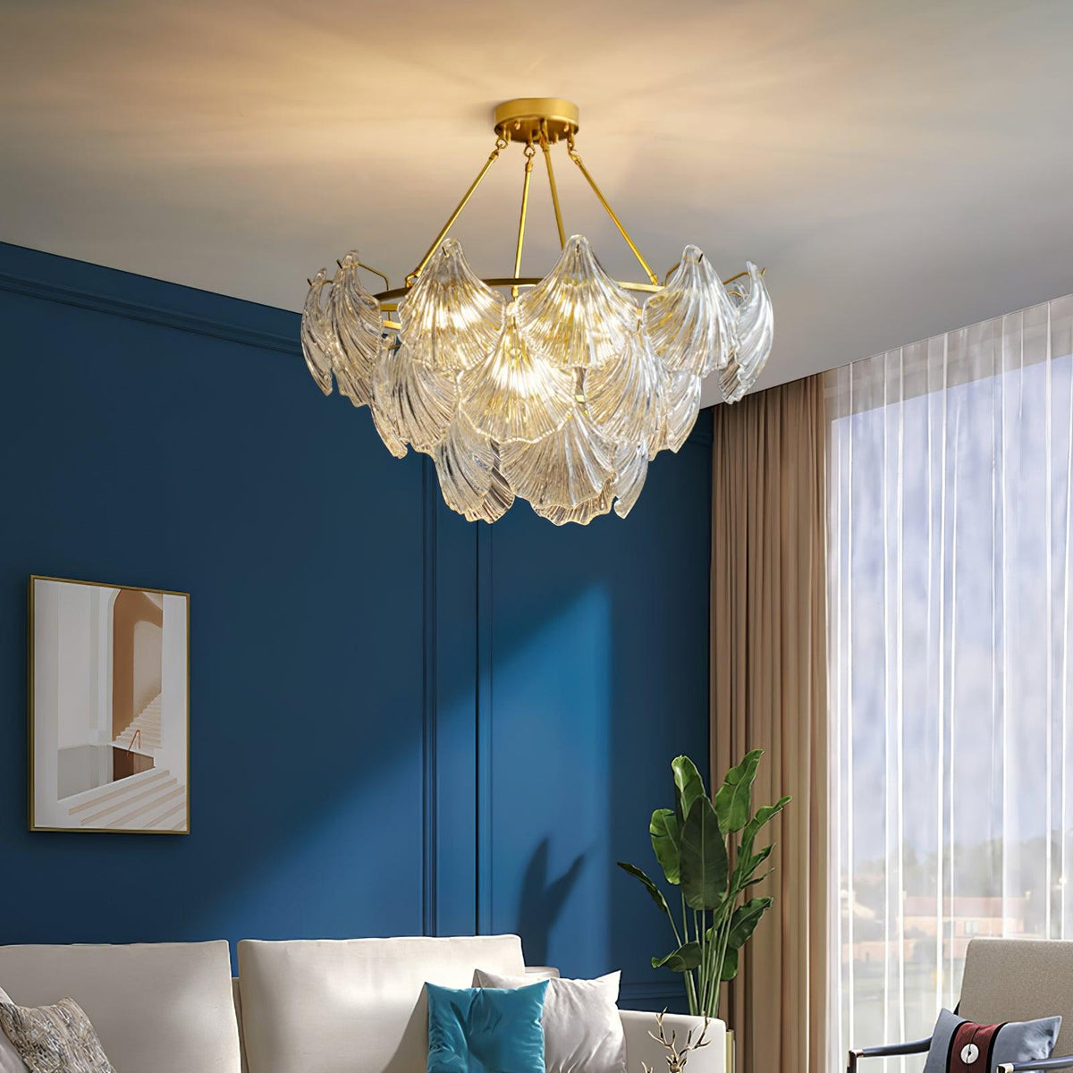 Ribbed Shell Glass Ceiling Light, alternative view 2