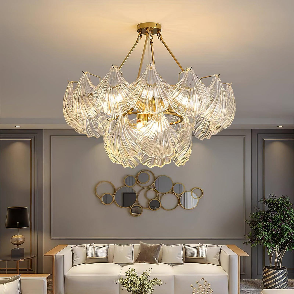 Ribbed Shell Glass Ceiling Light, alternative view 8