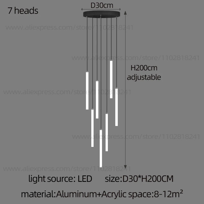 Cascade Strip LED Staircase Chandelier