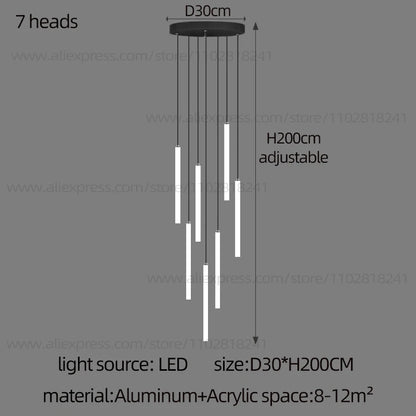 Cascade Strip LED Staircase Chandelier