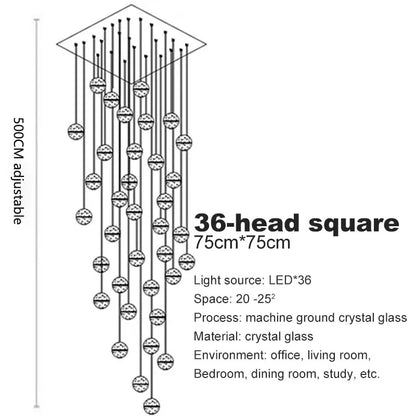Crystal Ball Spiral Staircase Chandelier