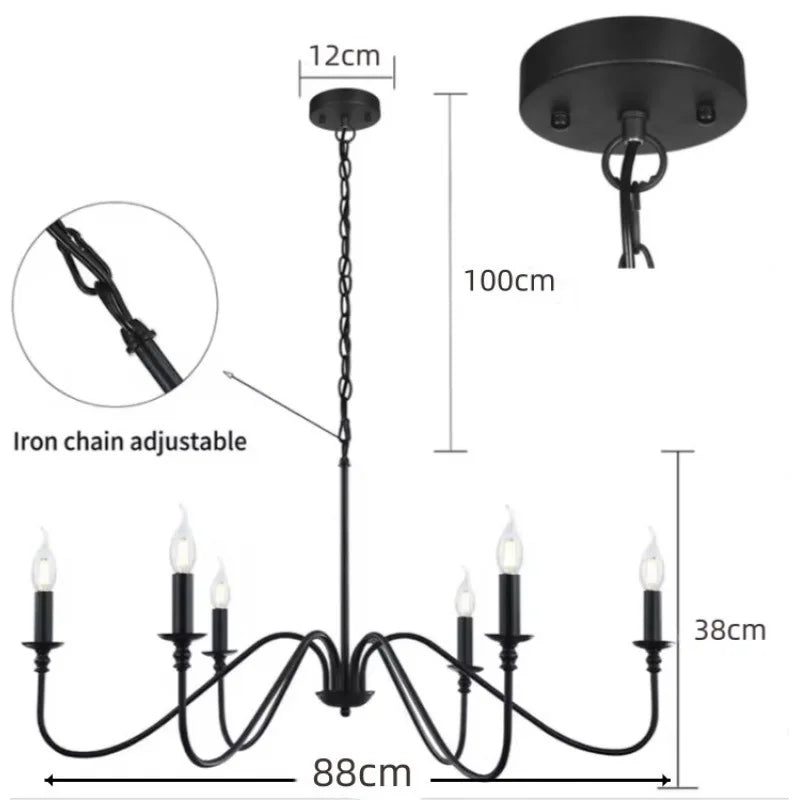 Retro Loft Black & Gold Chandelier