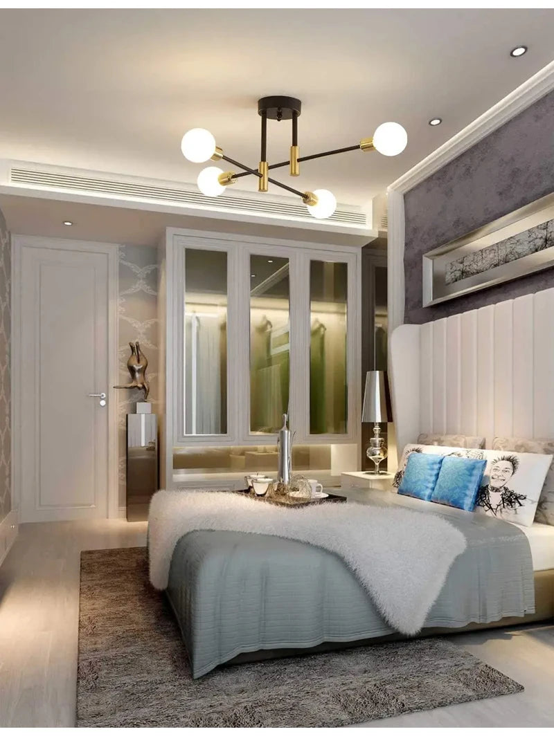 Mid-Century Brass Multi-Arm Ceiling Light