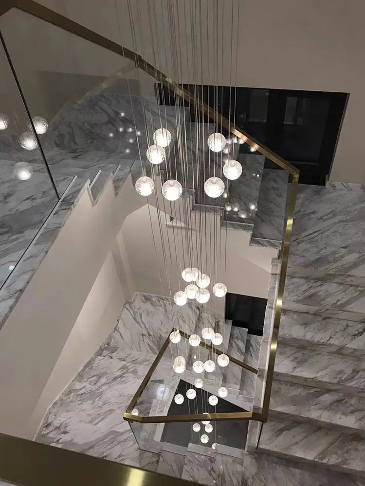Crystal Ball Spiral Staircase Chandelier