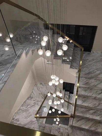 Crystal Ball Spiral Staircase Chandelier