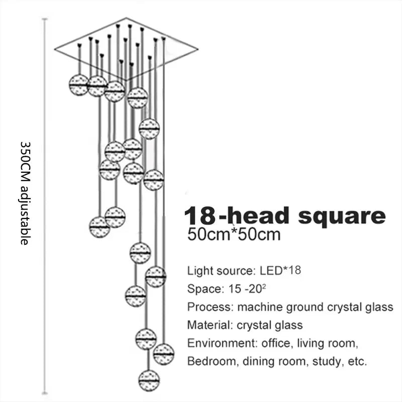 Crystal Ball Spiral Staircase Chandelier