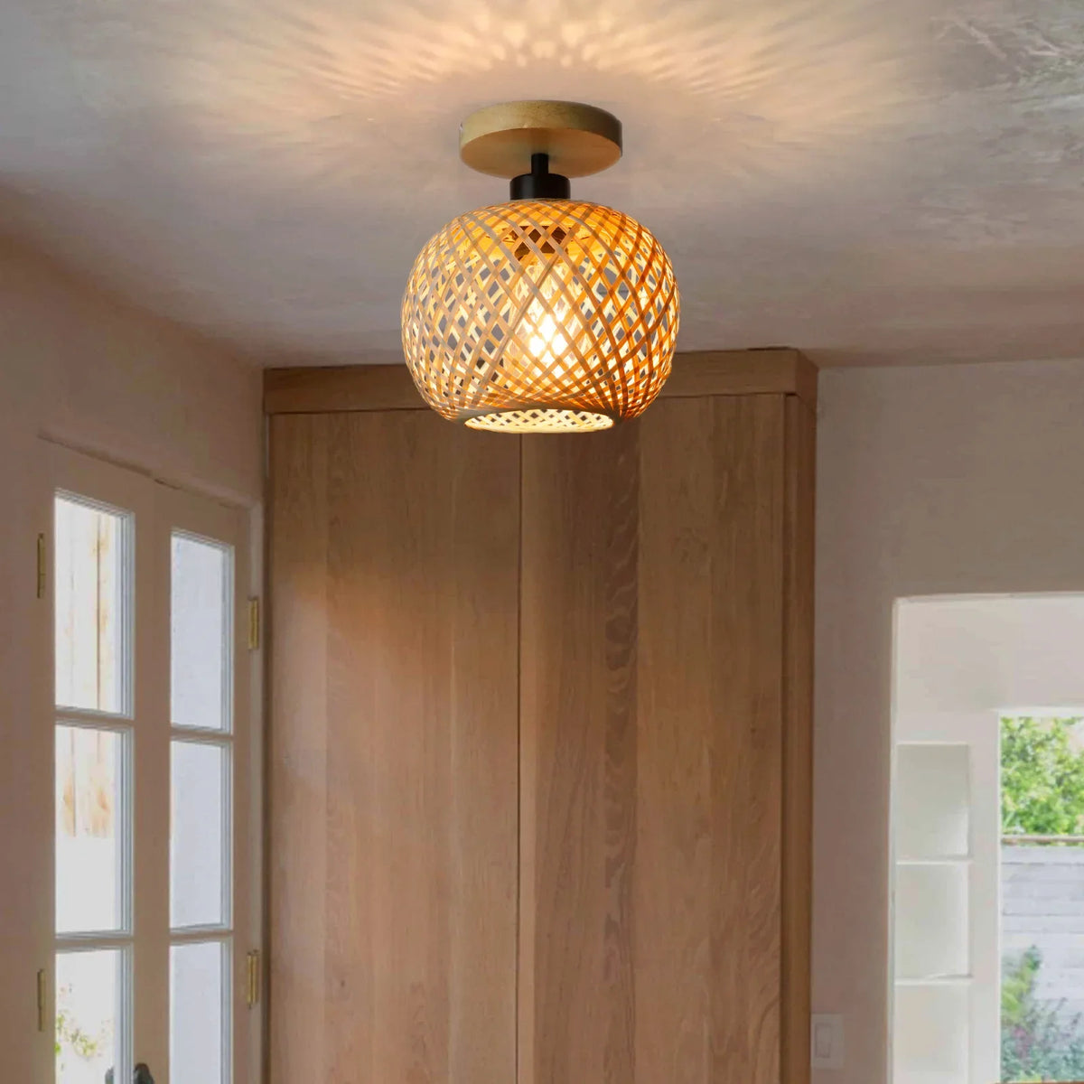 Handwoven Bamboo Basket Ceiling Light