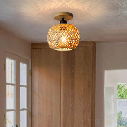 Handwoven Bamboo Basket Ceiling Light