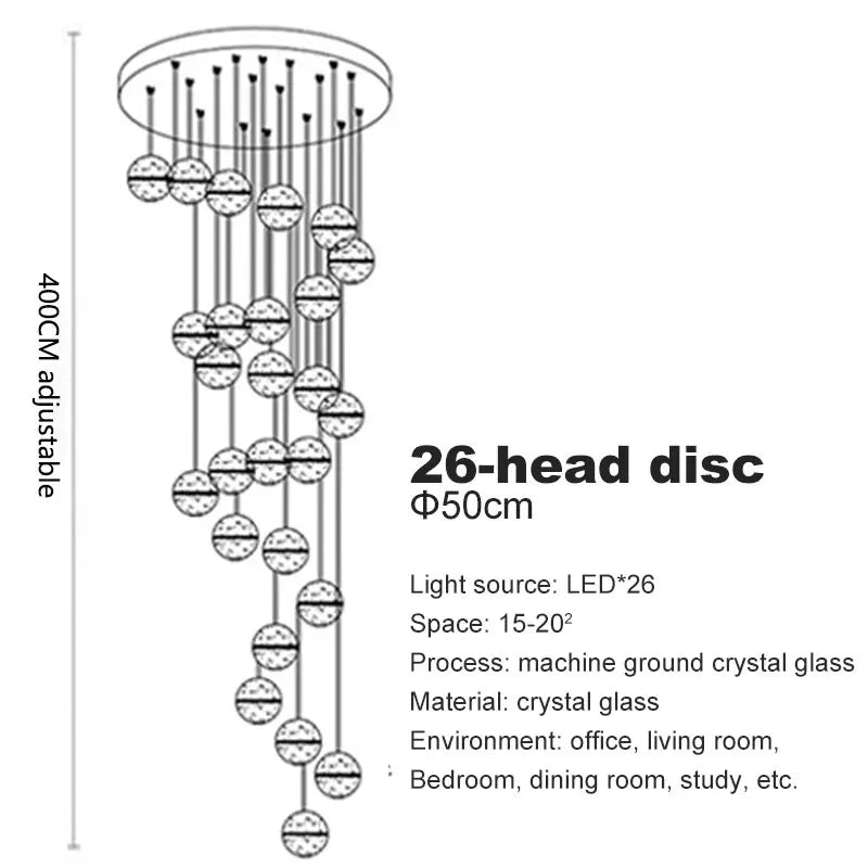 Crystal Ball Spiral Staircase Chandelier