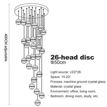 Crystal Ball Spiral Staircase Chandelier