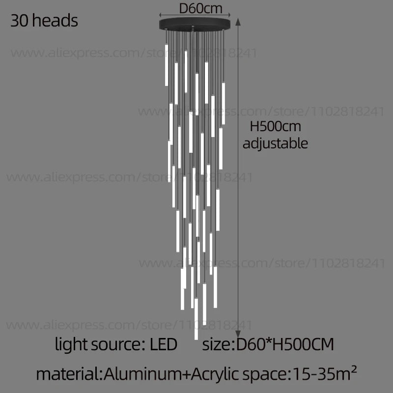 Cascade Strip LED Staircase Chandelier